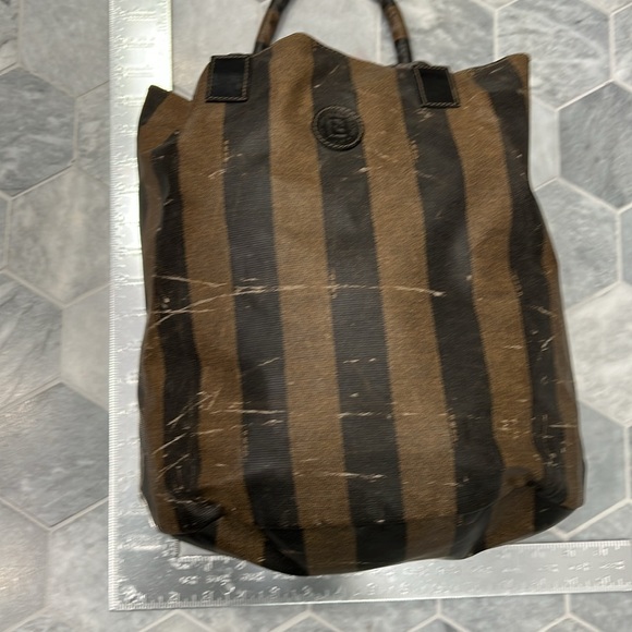 Fendi Pequin Brown and Black Striped Tote Bag Handbag with marks - Picture 15 of 15
